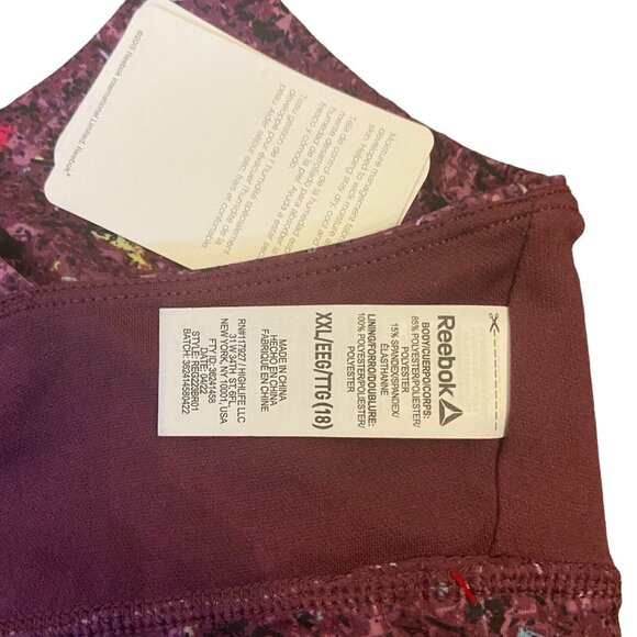 Reebok‎ Girls Sports Bra NEW Burgundy Multicolor Fitted Stretch Racerback XXL 18 - Picture 7 of 7